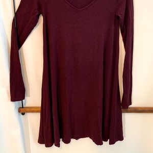 Garage v-neck long sleeve maroon dress